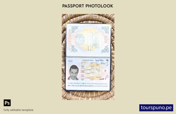 Plantilla de apariencia de foto de pasaporte de Libia lista para imprimir